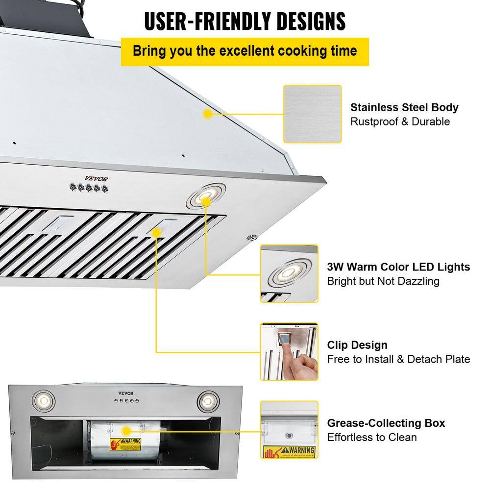 36-Inch Stainless Steel Convertible Insert Range Hood with Charcoal Filter