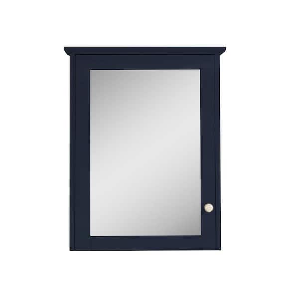 24 in. W x 30 in. H Medium Rectangular Blue Wood Frame Surface Mount Medicine Cabinet with Mirror