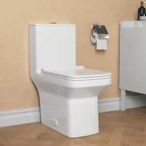 Ace 1-Piece 1.1/1.6 GPF Dual-Flush Rectangular Floor Mounted Toilet in White (Seat Included)