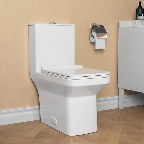 DEERVALLEY Ace 1-Piece 1.1/1.6 GPF Dual-Flush Rectangular Floor Mounted Toilet in White (Seat Included)