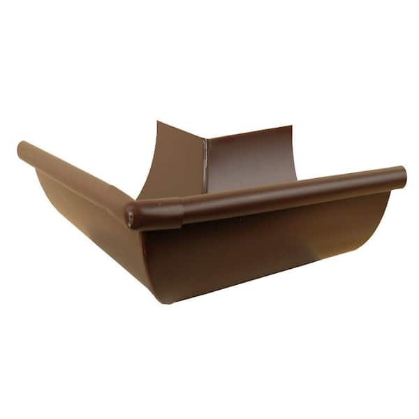 5 in. Royal Brown Aluminum Half Round Outside Gutter Miter