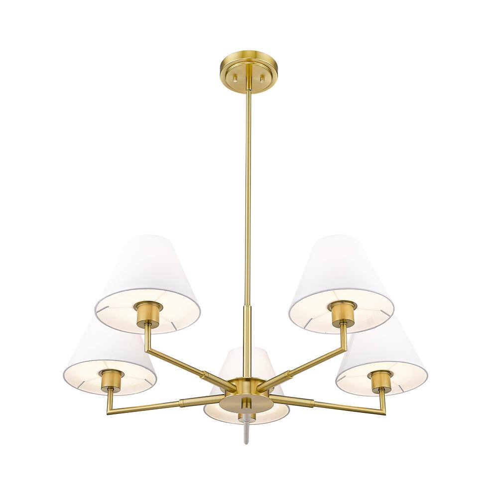 Leila Luxe Gold 5-Light Chandelier with Conical Shades