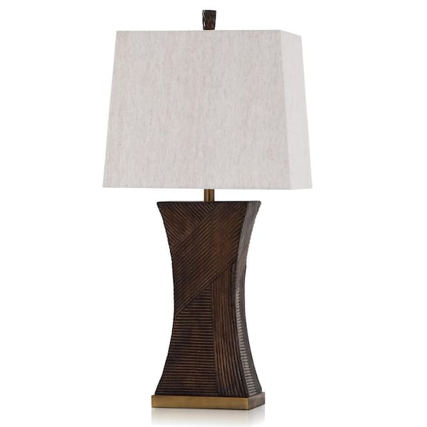 StyleCraft Asher 33 in. Espresso Brown, Antique Brass Lamp