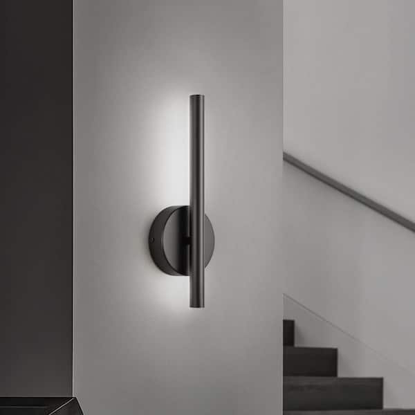 RRTYO Breshay 13.7 in. 1-Light Black Modern Linear Integrated LED 6000K Warm Light Wall Sconce with Light Bar