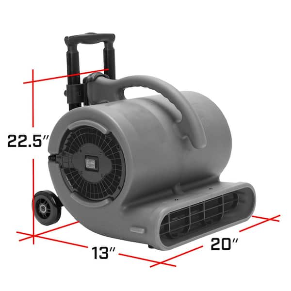 1/2 HP Air Mover for Janitorial Water Damage Restoration Stackable Carpet Dryer Floor Blower Fan with Handle Grey