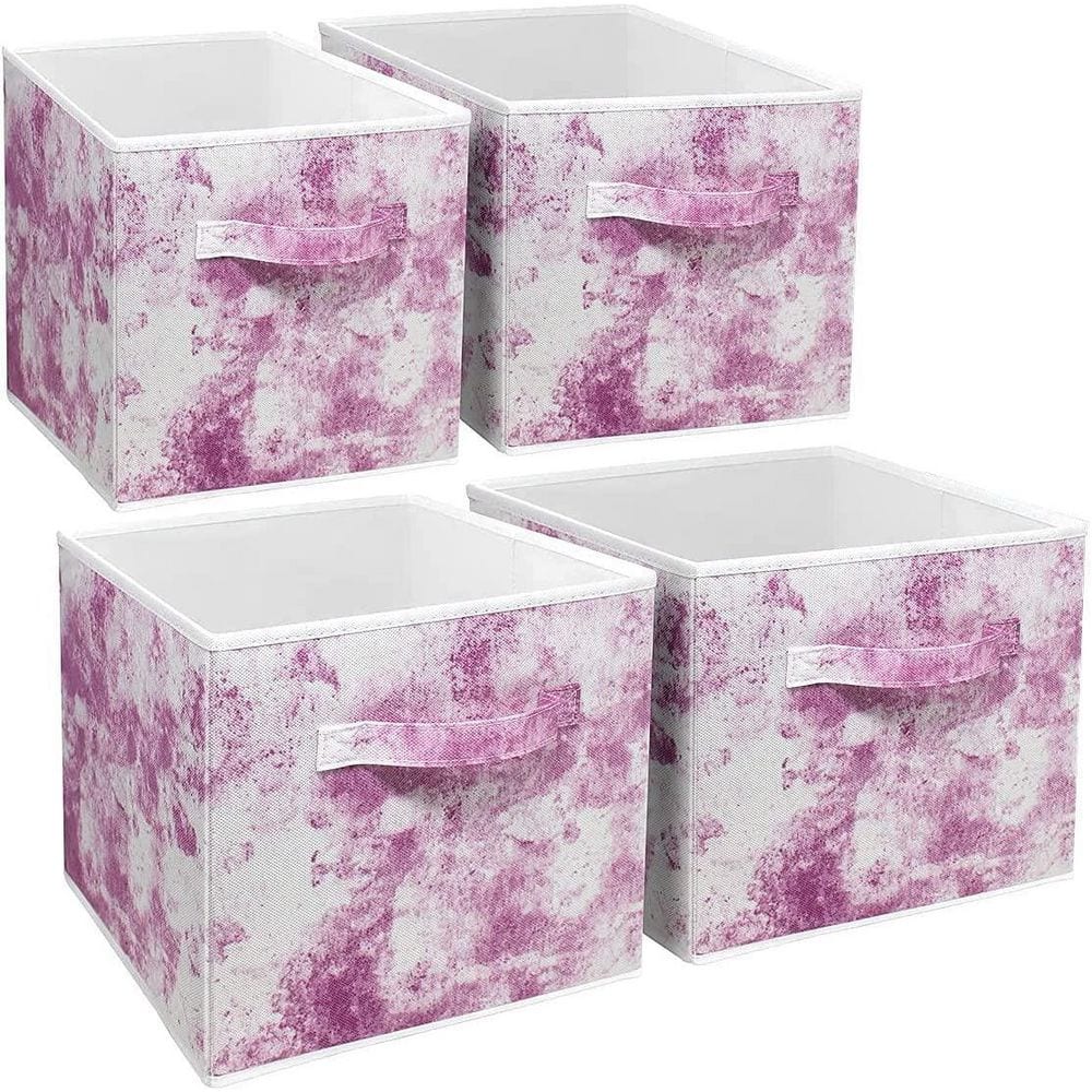 Sorbus 11 in. H x 10.5 in. W x 11 in. D Tie Dye Pink Foldable Cube Storage Bin (4-Pack) -  STRG-BIN-WPI