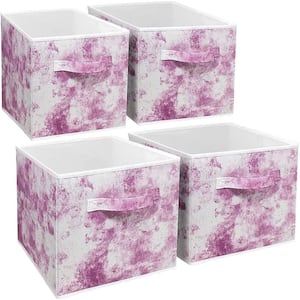11 in. H x 10.5 in. W x 11 in. D Tie Dye Pink Foldable Cube Storage Bin 4-Pack
