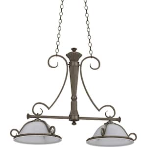 2-Lights Imperial Bronze Chandelier with Alabaster Glass Shade