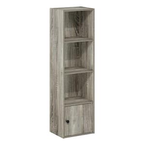 Luder 12 in. W French Oak 3-Shelf Bookcase with 1-Door
