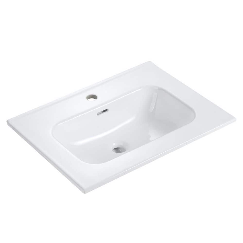 24 in. 18 in. Drop-In Bathroom Sink in Gloss White Ceramic with 1 Pre-Drilled Faucet Hole price history on PriceWatchPro