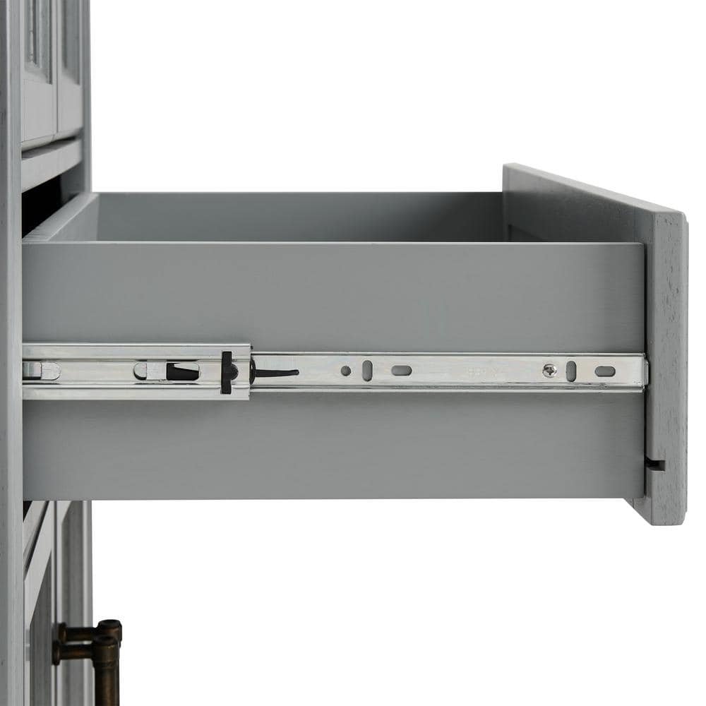 Distressed Gray 2-Piece Traditional Pantry Set with Metal Hardware