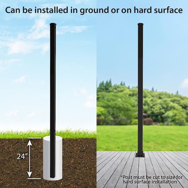 FORGERIGHT 72 in. 4 ft. Black Osprey Black Aluminum Fence Line Post