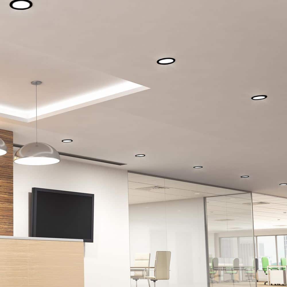 Black 6-Inch Recessed LED Downlight with Selectable Color Temperature