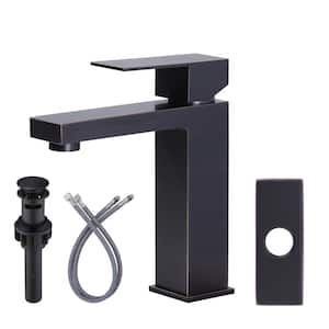 Single Handle Single Hole Bathroom Faucet with Supply Line Included in Oil Rubbed Bronze