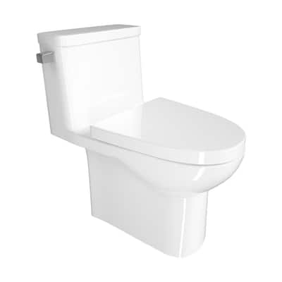 12 in. Rough-In 1-Piece 1.28 GPF Left Side Single Flush Elongated Toilet in White with Comfort Seat Height Seat Included