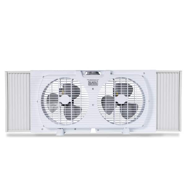 BLACK+DECKER 9 in. 2 Fan Speed Dual Window Fan for Window ScreenTwin Window Fan Horizontal Cooling Fan for Window, White