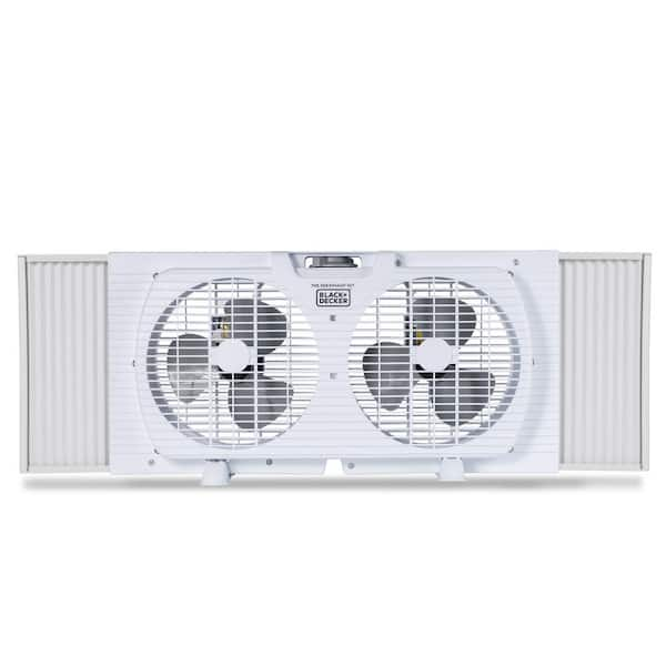 9 in. 2 Fan Speed Dual Window Fan for Window ScreenTwin Window Fan Horizontal Cooling Fan for Window, White