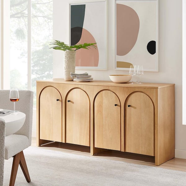 MODWAY Appia 71.1 in. W Wood Grain 4-Door Sideboard Storage