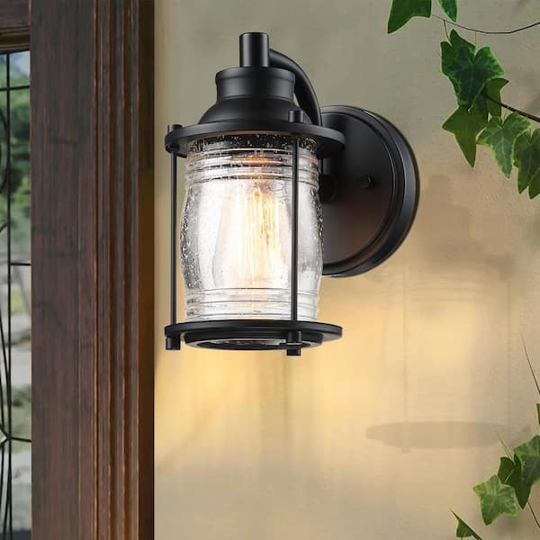 8.31 in. H 1-Light Matte Black Hardwired Outdoor Wall Lantern Sconce