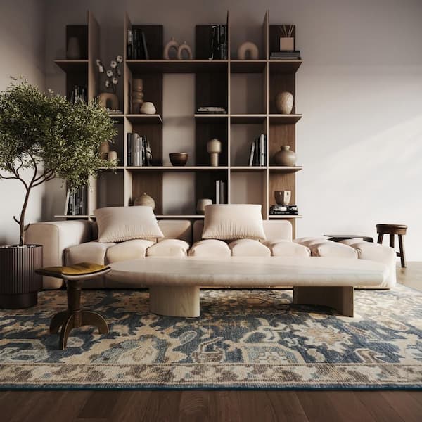 Camille Washable Navy 8 ft. x 10 ft. Indoor Area Rug