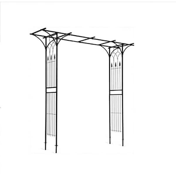Gymax Outdoor 88 in. Garden Arch Flowers Climbing Plants Trellis Metal Wedding Archway