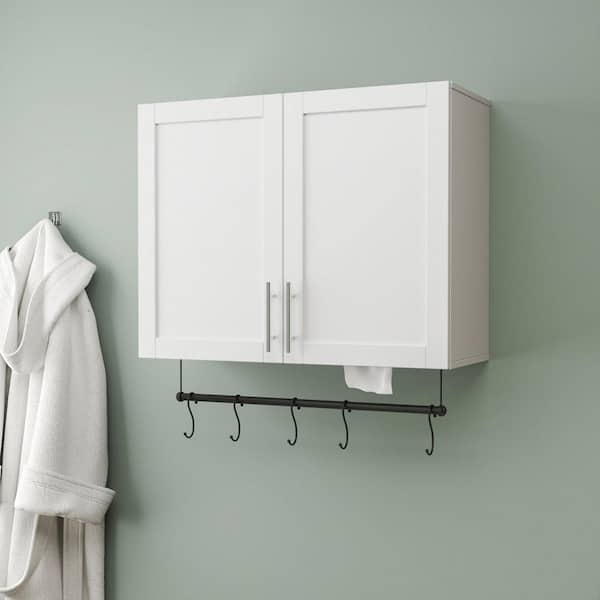 31.5 in. W x 24.61 in. H Rectangular White MDF Surface Mount Medicine Cabinet without Mirror with Adjustable Shelf