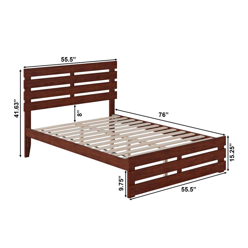 Walnut Full Wood Bed Frame with Headboard and Slats