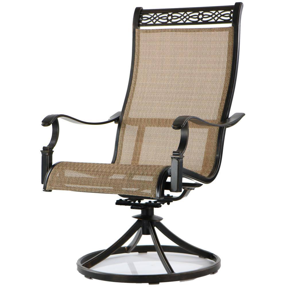 Monaco 7-Piece Brown and Tan Aluminum Outdoor Dining Set with Porcelain Table