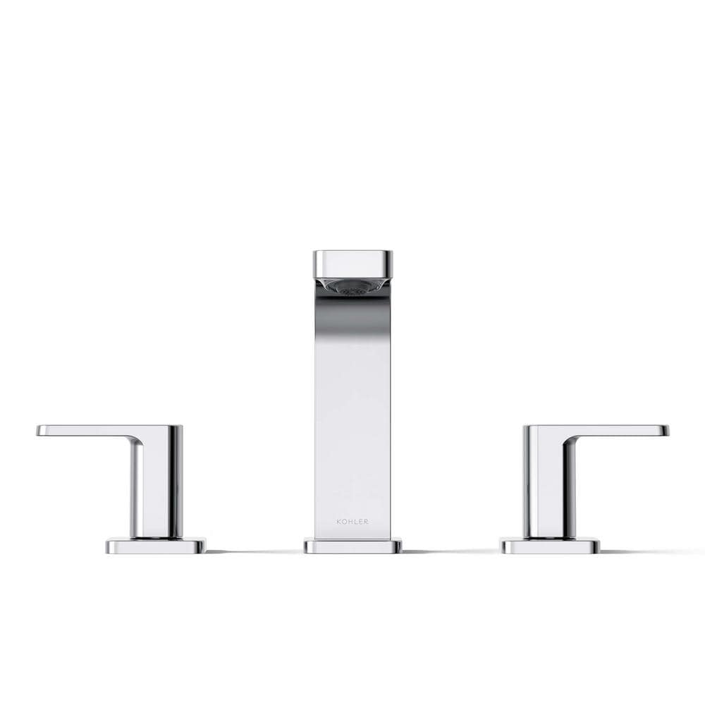 Polished Chrome Modern Widespread Bathroom Faucet with Lever Handles