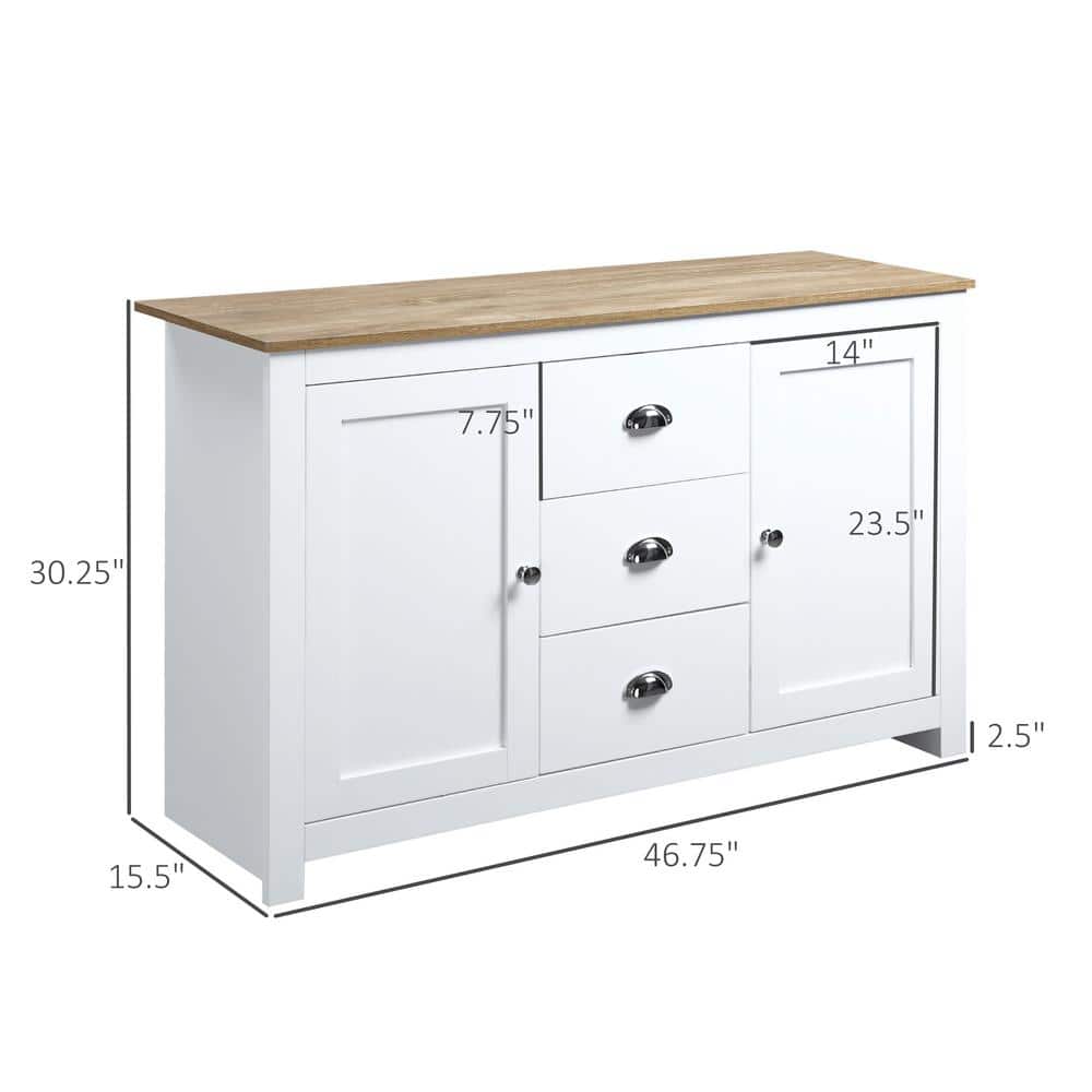 White MDF Kitchen Sideboard with Adjustable Shelves and Drawers