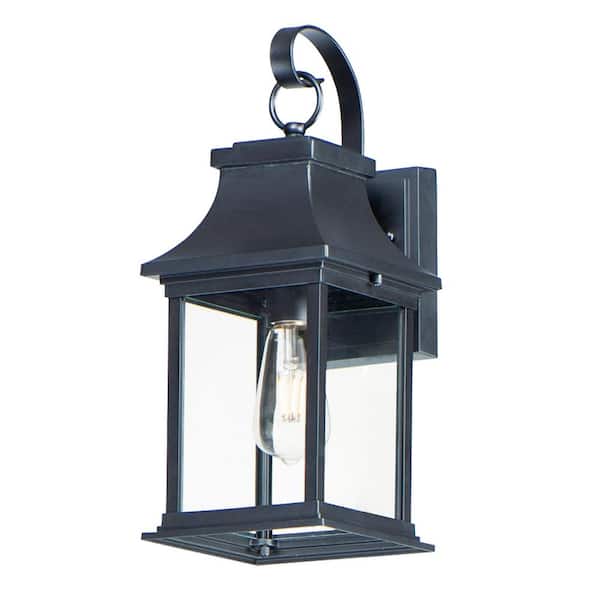Vicksburg 1-Light Small Black Outdoor Hardwired Wall Sconce