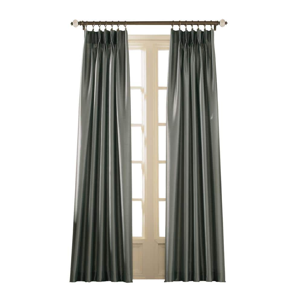 Teal Faux Silk Room Darkening Curtain Panel