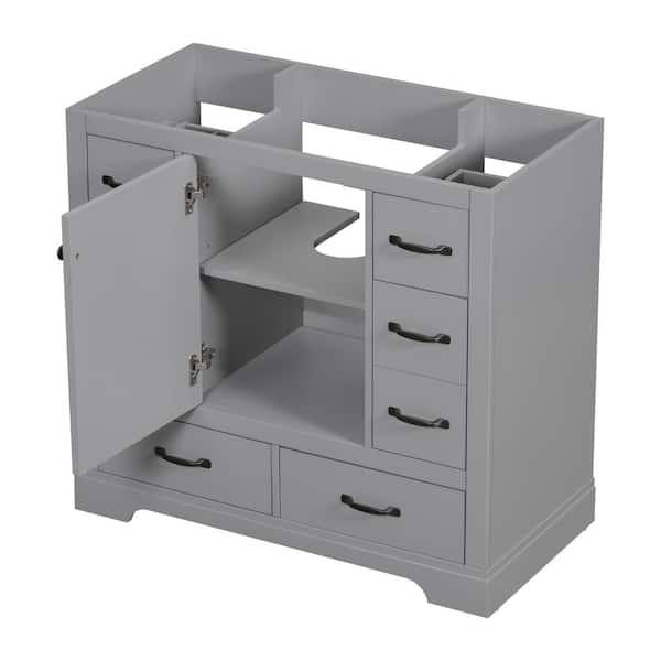 Unbranded 36 in. W x 18 in. D x 33 in. H Bath Vanity Cabinet without Top in Gray