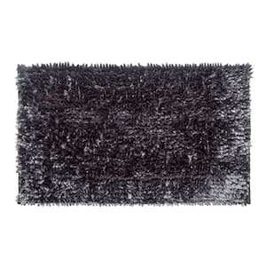 Non-Slip Butter Chenille 27 in. x 45 in. Gray Polyester Rectangle Bath Mat