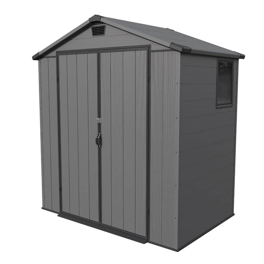 6 ft. W x 4 ft. D Plastic Shed with Floor, Resin Outside Tool Shed with Floor, Gray (24 sq. ft.) price history on PriceWatchPro