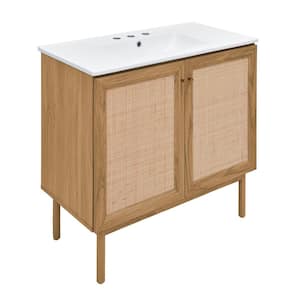 Classe 36 in. Bathroom Vanity in Golden Oak with White, 3-Hole Ceramic Sink Top