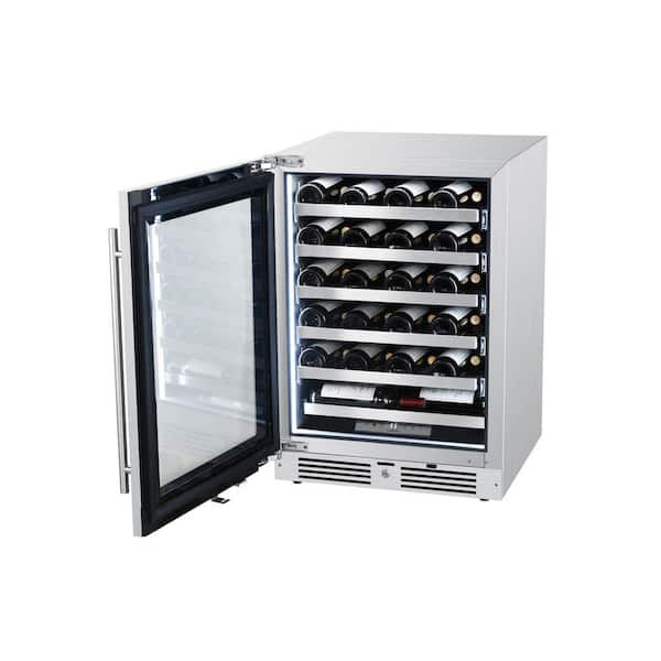 24 in. 44 Wine Bottles Wine Cooler in Stainless Steel