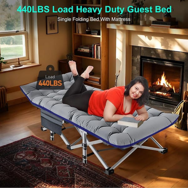 BOZTIY Folding Camping Cot with Mat for Adults Heavy Duty Outdoor