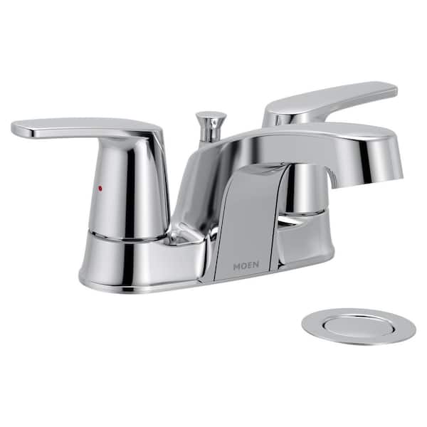 Chateau 2-Handle Centerset Bathroom Faucet with Metal Drain Assembly in Chrome