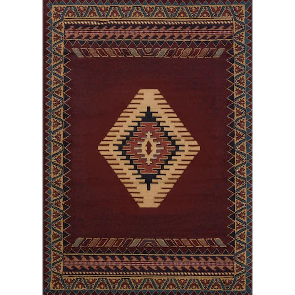 Manhattan Tucson Burgundy 3 ft. 11 in. x 5 ft. 3 in. Area Rug