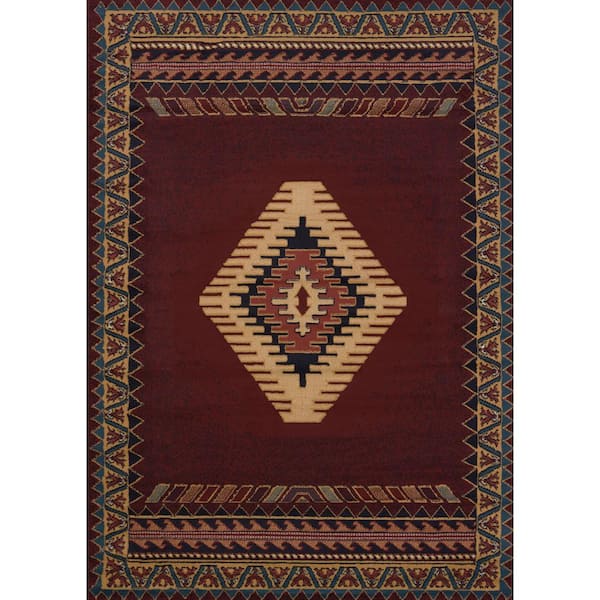 United Weavers Manhattan Tucson Burgundy 3 ft. 11 in. x 5 ft. 3 in. Area Rug