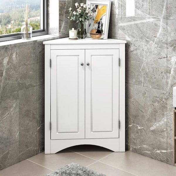 Nivencai 17.2 in. W x 17.2 in. D x 31.5 in. H White Linen Cabinet with Adjustable Shelf