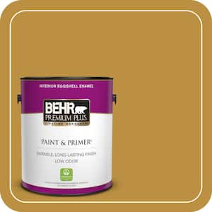 1 gal. #340D-6 Fervent Brass Eggshell Enamel Low Odor Interior Paint & Primer