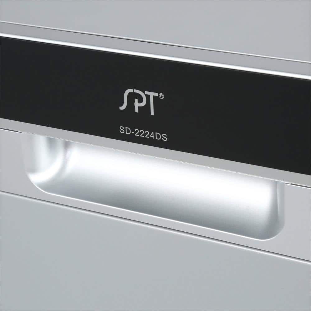 Silver Compact Countertop Dishwasher with Front Control Panel