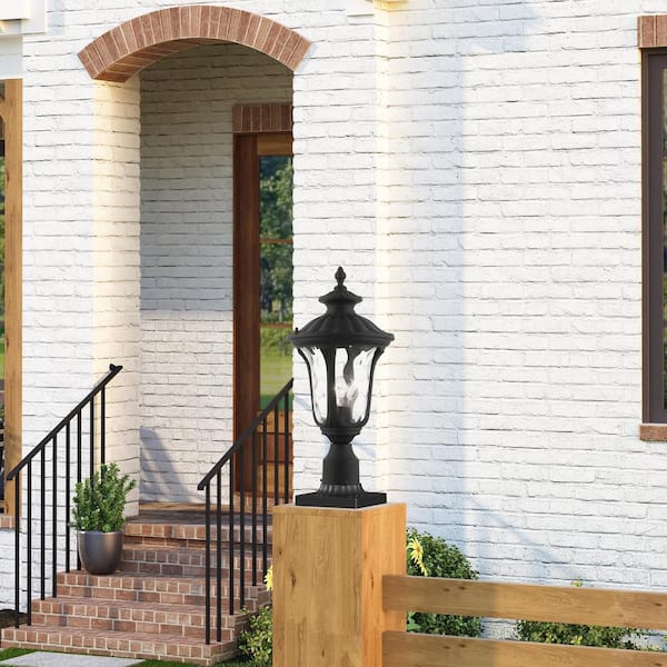 Whitingham 1-Light Textured Black Cast Aluminum Hardwired Outdoor Waterproof Post Light