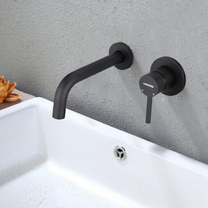 ACA Single-Handle Elegant Spout Wall Mount Bathroom sink Faucet in Matte Black