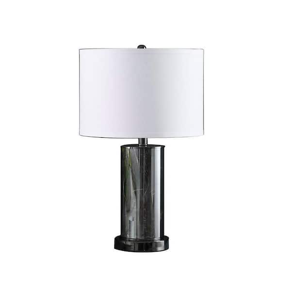 21.25 in. Black Bedside, Task and Reading Table Lamp for Living Room, Bedroom with White Linen Shade No Bulbs Included