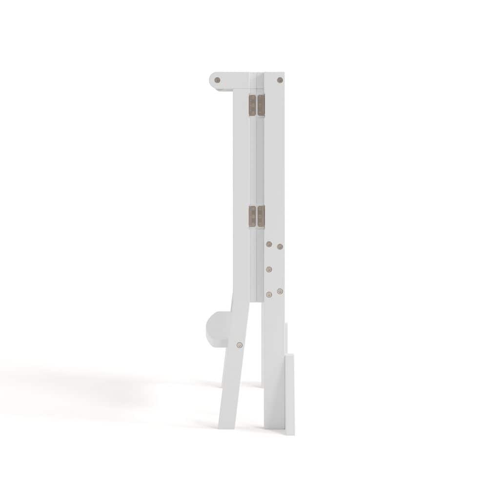White and Driftwood Foldable Wooden Toddler Step Stool