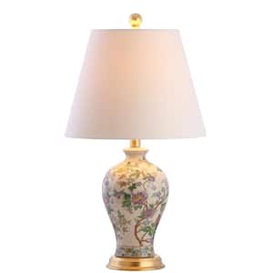 Grace 24 in. Multi/Brass Floral Table Lamp