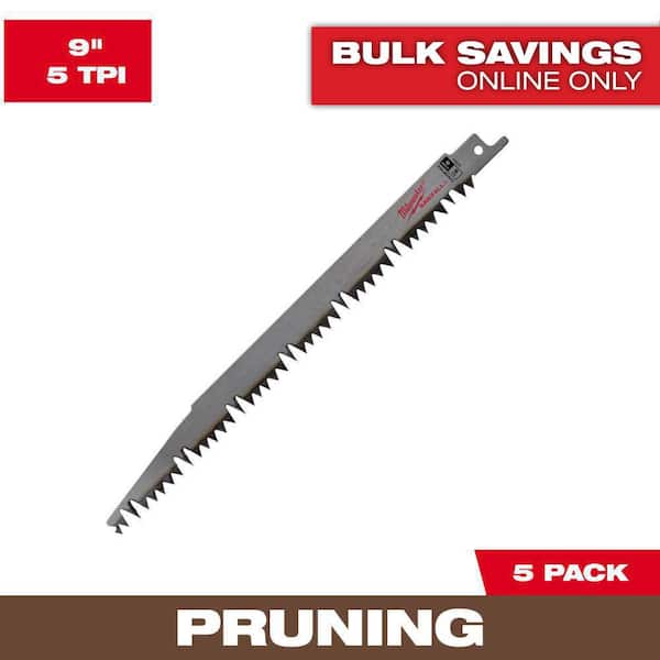 Milwaukee 9 in. 5 TPI Pruning SAWZALL Reciprocating Saw Blades (5-Pack)